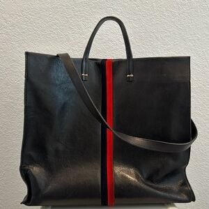 AUTHENTIC CLARE V. Tote Leather Black Bag
